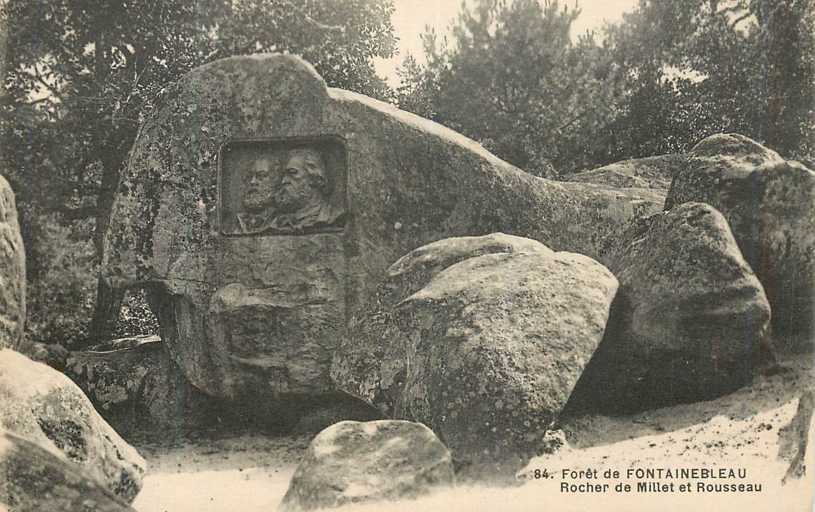 Foresta di Fontainebleau — Roccione di Millet e Rousseau — Editore non identificato, n° 84